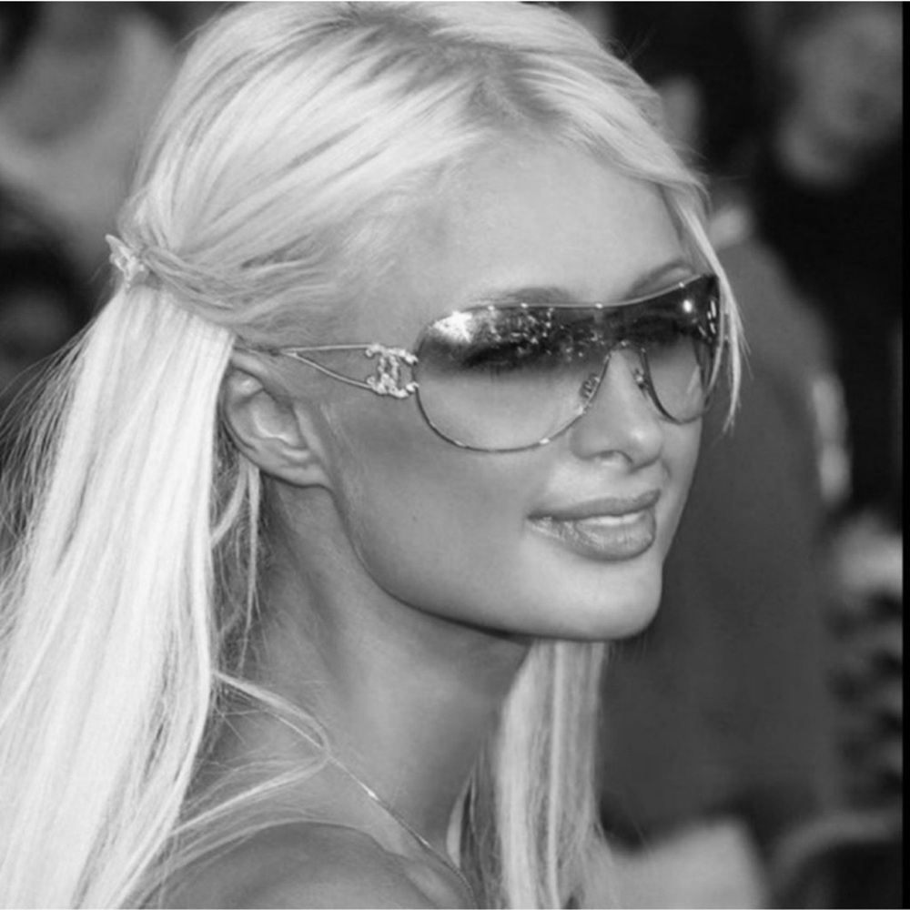 Chanel RARE Shield Crystal Studded CC Vintage Y2K Sunglasses - Picture 4 of 17